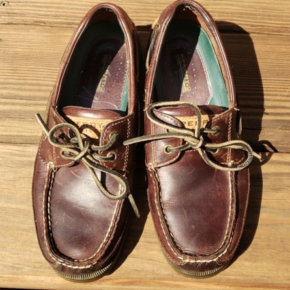 SPERRY Top Sider Mako Collection Boat Shoes Mens 7.5 VGUC dark brown - Picture 1 of 9